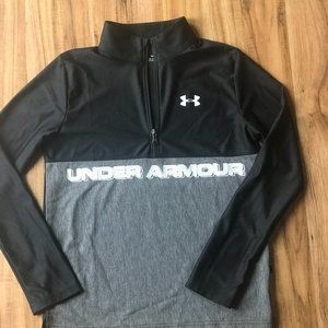 Under Armour Black Grey Heatgear Pullover Spell Out - 1/4 Zip - YXL - Loose